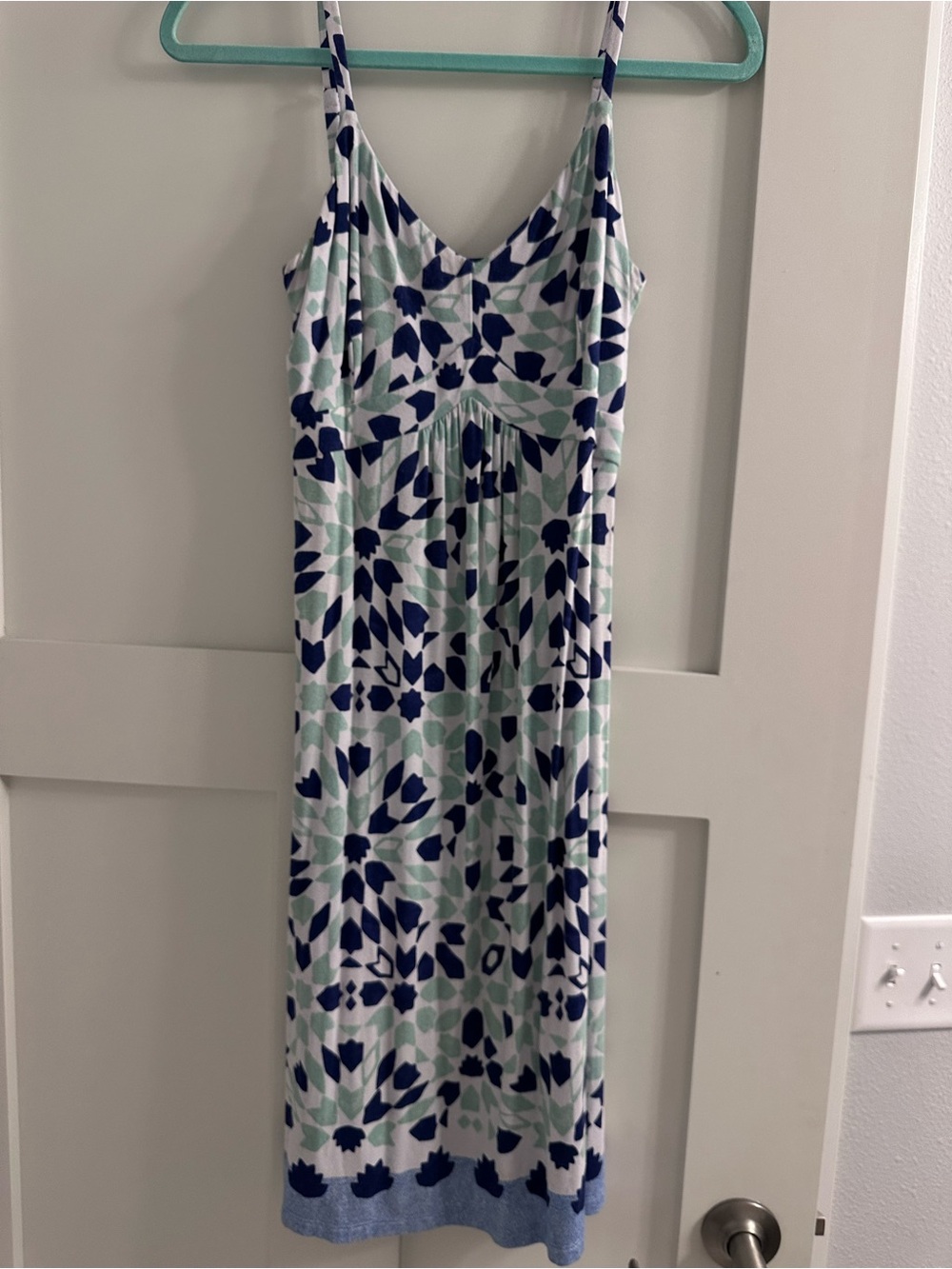 Tommy Bahama Navy and Mint Floral Midi Dress